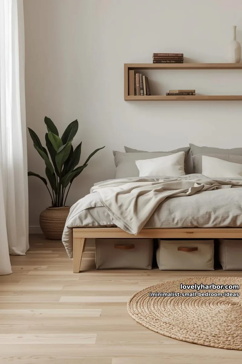 under-bed storage bins in muted tones for decluttered floor space 1