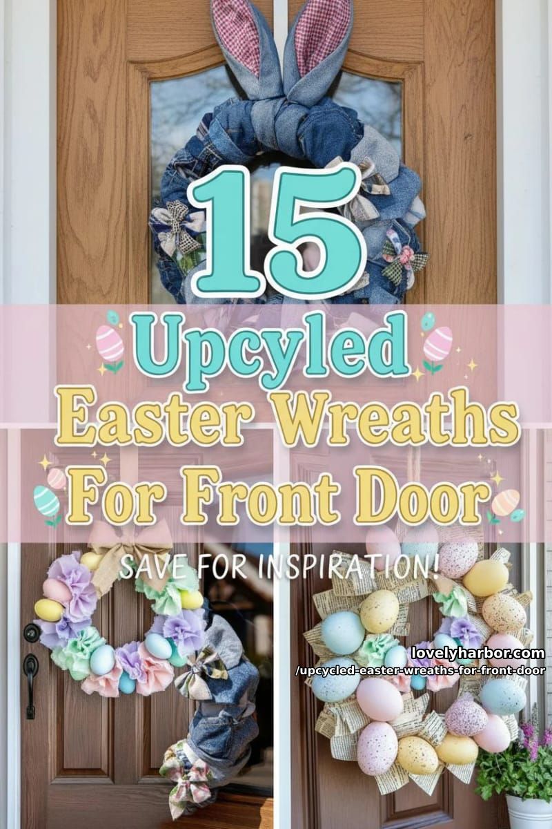 15 Upcycled Easter Wreaths For Front Door That Bring Colorful Spring Vibes 39 upcycled easter wreaths for front door - Collage 38