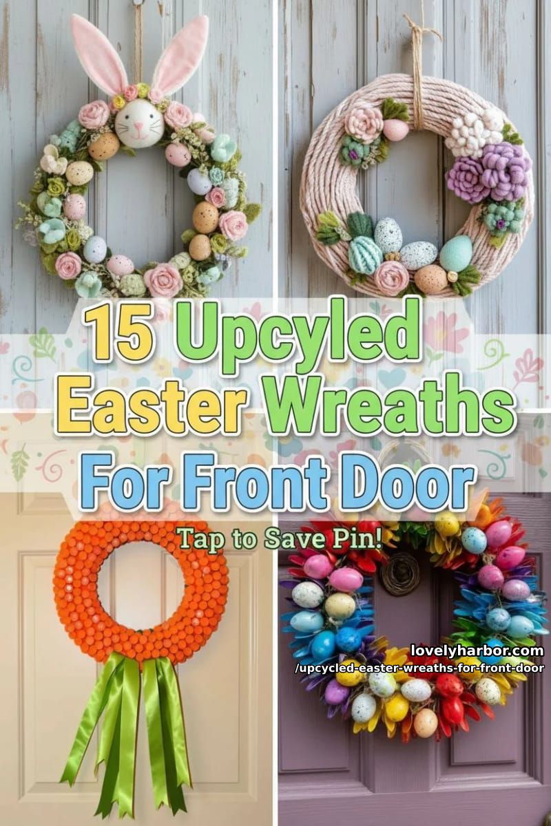 15 Upcycled Easter Wreaths For Front Door That Bring Colorful Spring Vibes 40 upcycled easter wreaths for front door - Collage 39
