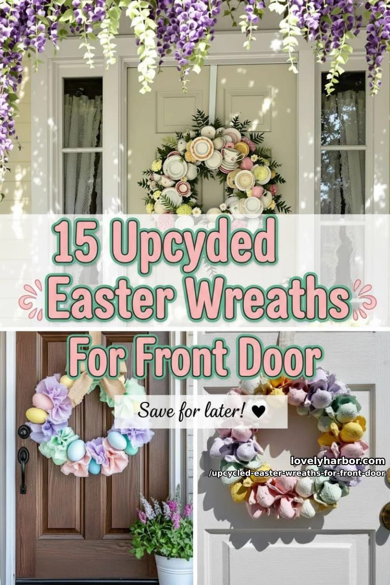 15 Upcycled Easter Wreaths For Front Door That Bring Colorful Spring Vibes 41 upcycled easter wreaths for front door - Collage 40