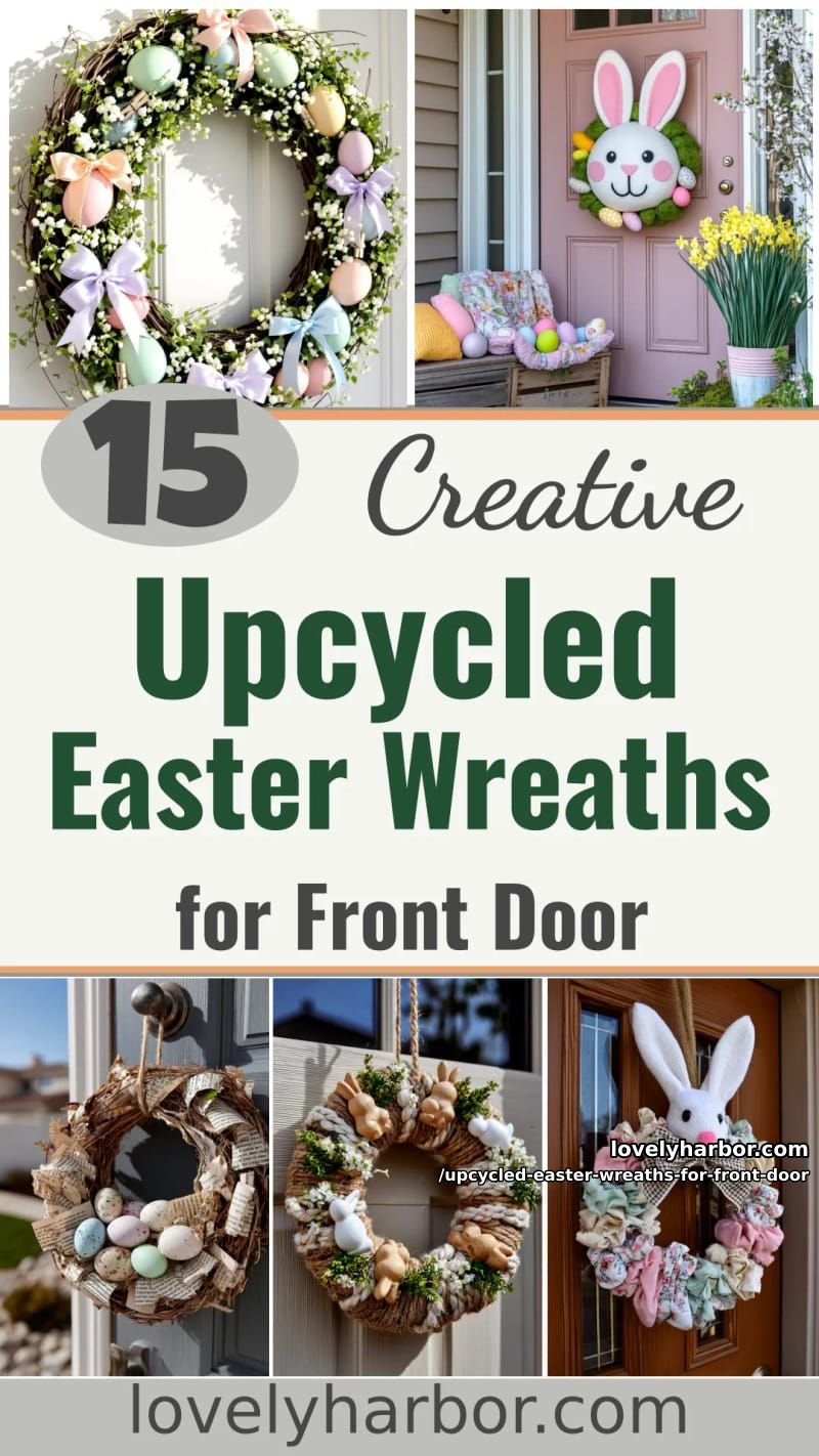 15 Upcycled Easter Wreaths For Front Door That Bring Colorful Spring Vibes 44 upcycled easter wreaths for front door - Collage 43