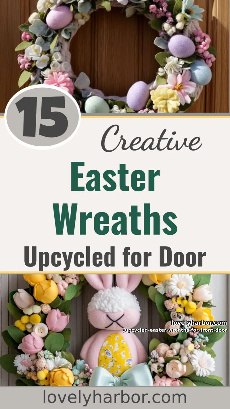 15 Upcycled Easter Wreaths For Front Door That Bring Colorful Spring Vibes 45 upcycled easter wreaths for front door - Collage 44