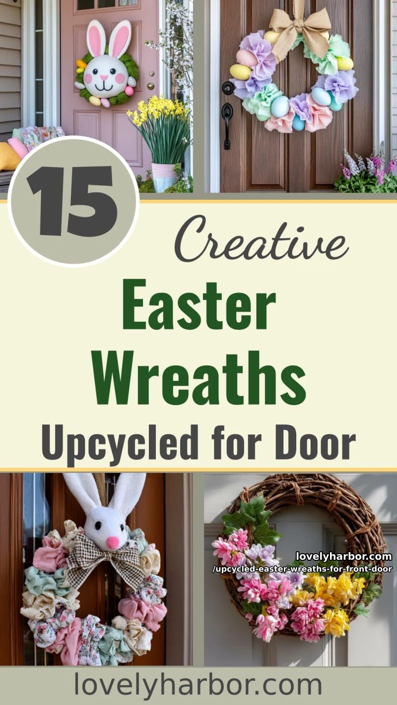 15 Upcycled Easter Wreaths For Front Door That Bring Colorful Spring Vibes 47 upcycled easter wreaths for front door - Collage 46