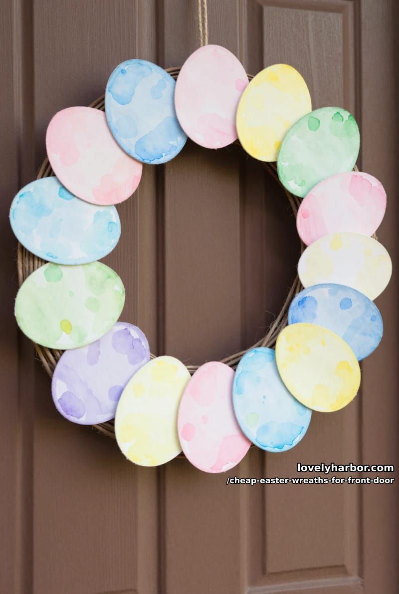 upcycled paper egg wreath with watercolor splashes 1