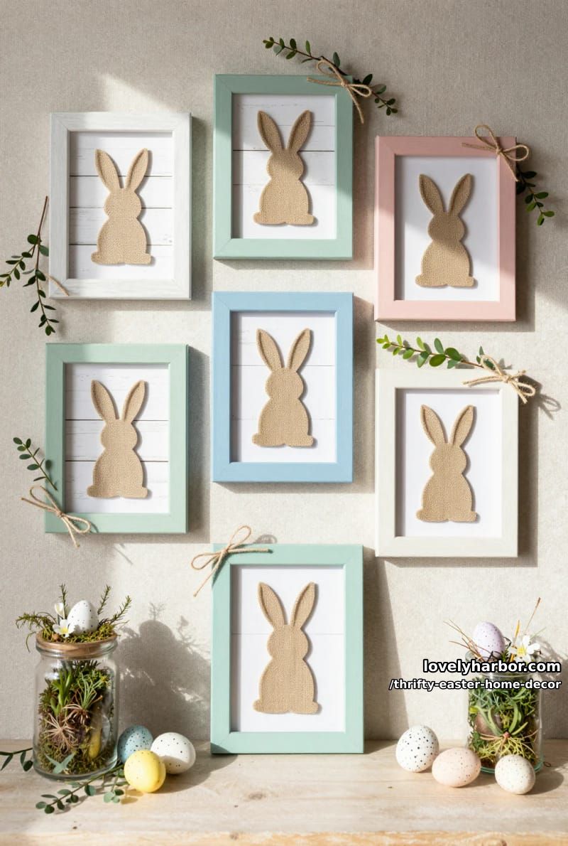 upcycled picture frames transformed into rustic bunny silhouette wall art 1
