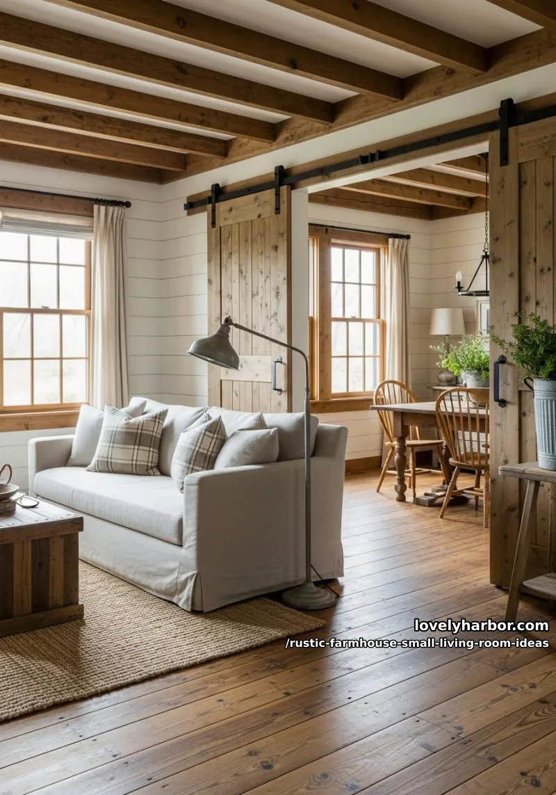 use sliding barn doors to subtly separate living and dining spaces 1