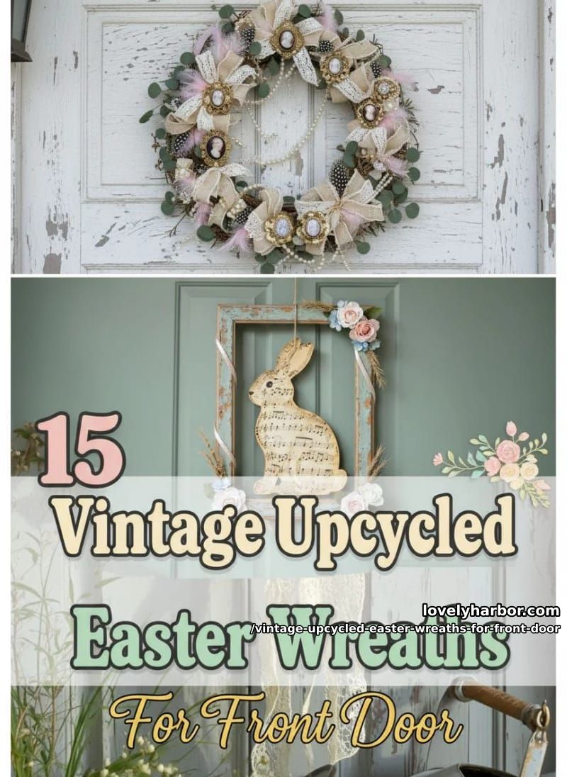 15 Vintage-Inspired Upcycled Easter Wreaths For Your Front Door 38 vintage upcycled easter wreaths for front door - Collage 37