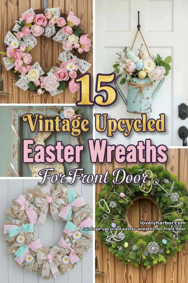 15 Vintage-Inspired Upcycled Easter Wreaths For Your Front Door 41 vintage upcycled easter wreaths for front door - Collage 40
