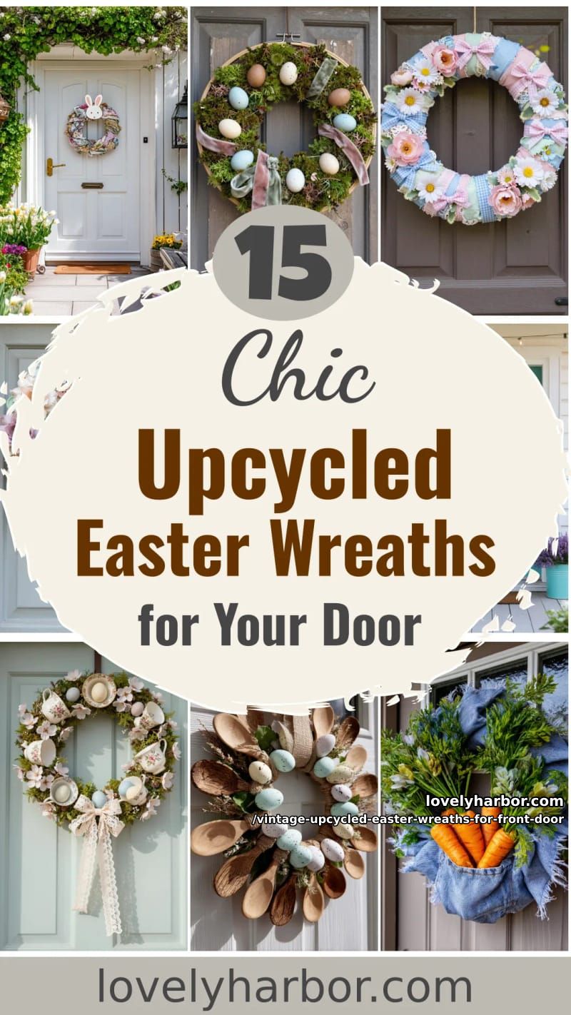 15 Vintage-Inspired Upcycled Easter Wreaths For Your Front Door 42 vintage upcycled easter wreaths for front door - Collage 41