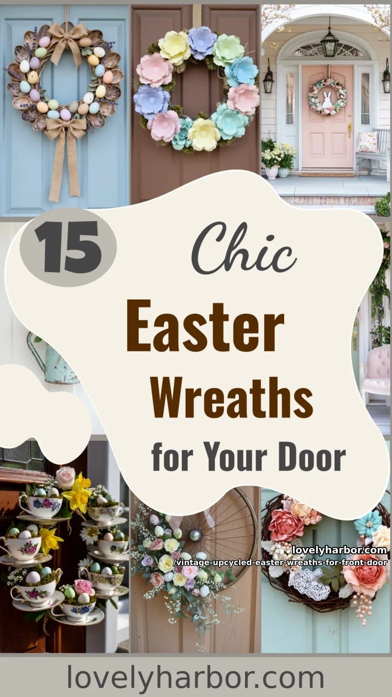 15 Vintage-Inspired Upcycled Easter Wreaths For Your Front Door 43 vintage upcycled easter wreaths for front door - Collage 42