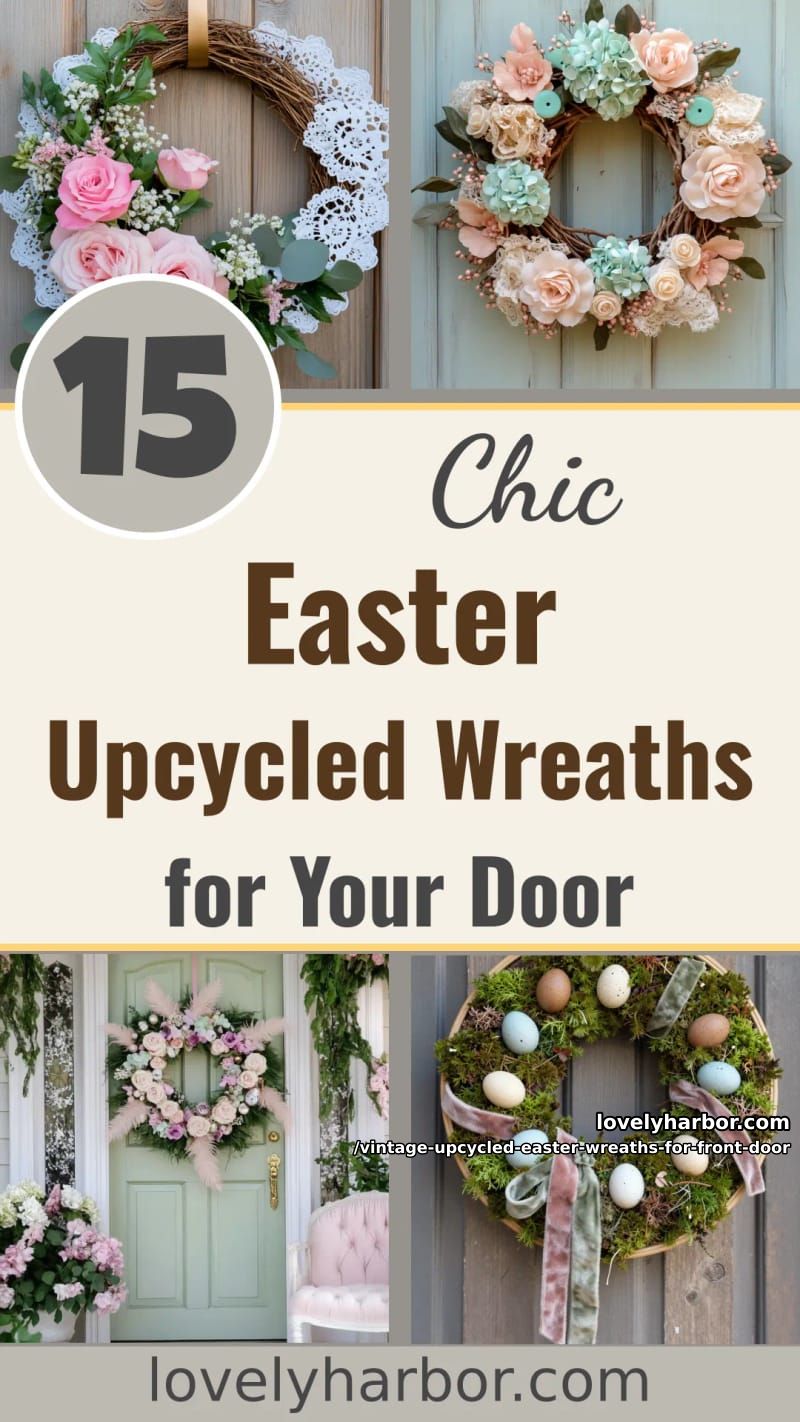 15 Vintage-Inspired Upcycled Easter Wreaths For Your Front Door 45 vintage upcycled easter wreaths for front door - Collage 44