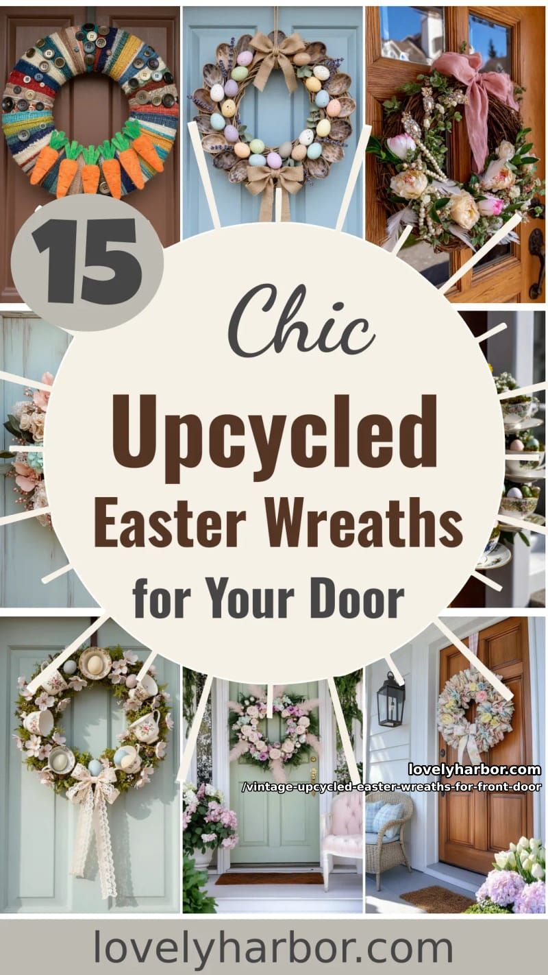 15 Vintage-Inspired Upcycled Easter Wreaths For Your Front Door 46 vintage upcycled easter wreaths for front door - Collage 45