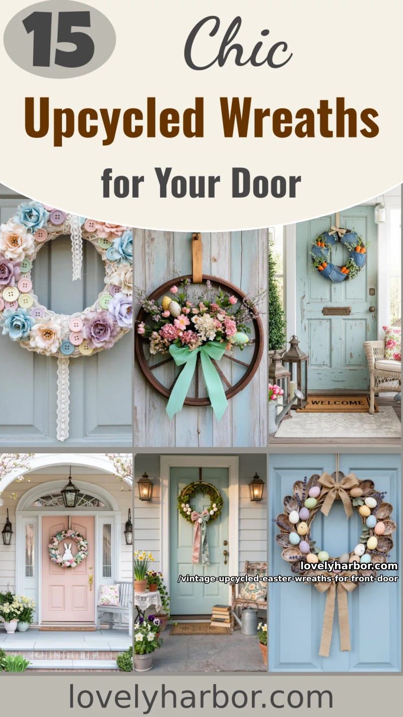 15 Vintage-Inspired Upcycled Easter Wreaths For Your Front Door 47 vintage upcycled easter wreaths for front door - Collage 46