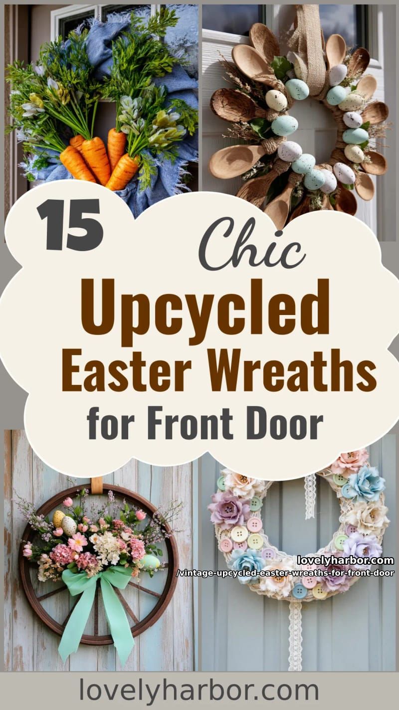 15 Vintage-Inspired Upcycled Easter Wreaths For Your Front Door 48 vintage upcycled easter wreaths for front door - Collage 47