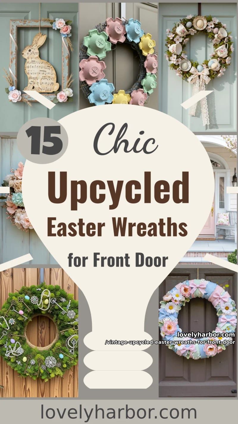 15 Vintage-Inspired Upcycled Easter Wreaths For Your Front Door 50 vintage upcycled easter wreaths for front door - Collage 49