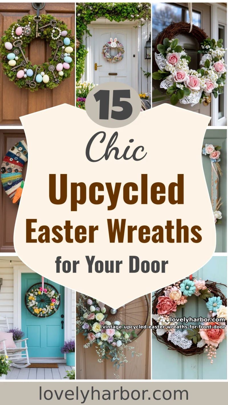 15 Vintage-Inspired Upcycled Easter Wreaths For Your Front Door 51 vintage upcycled easter wreaths for front door - Collage 50