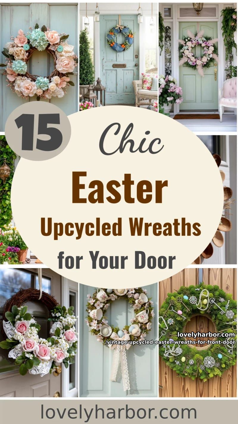15 Vintage-Inspired Upcycled Easter Wreaths For Your Front Door 52 vintage upcycled easter wreaths for front door - Collage 51