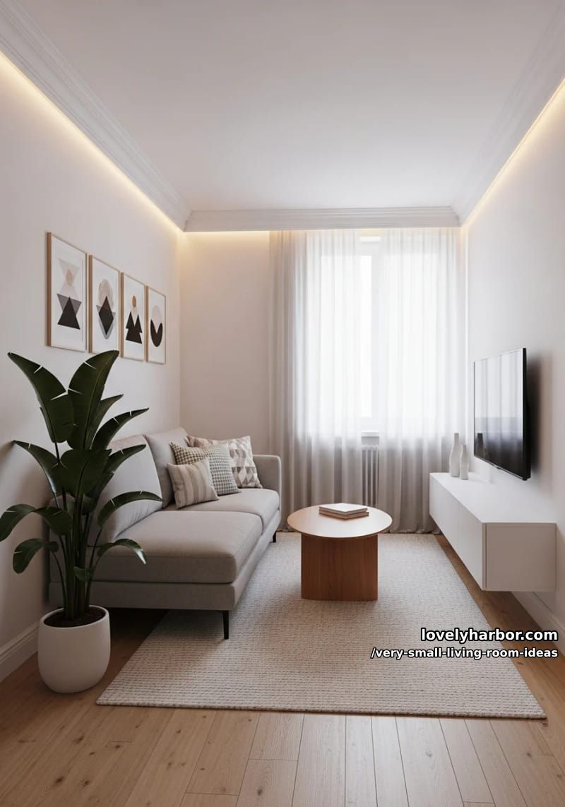 warm led strip lighting behind crown molding for ambiance 1