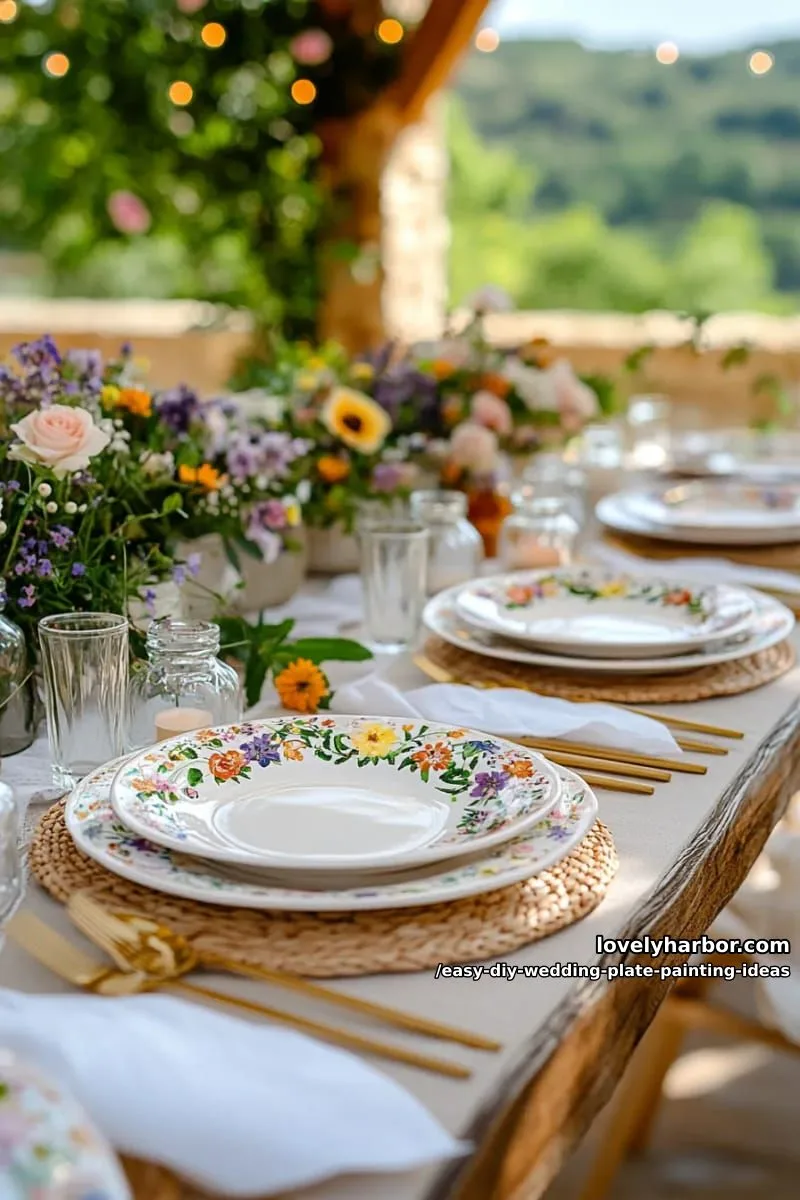 watercolor effect wildflowers scattered across the plate’s border 1