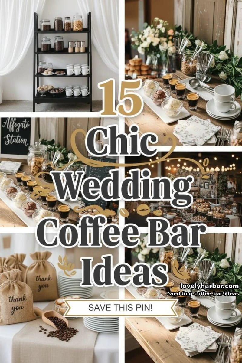 15 Wedding Coffee Bar Ideas For A Vintage Vibe 37 wedding coffee bar ideas - Collage 36