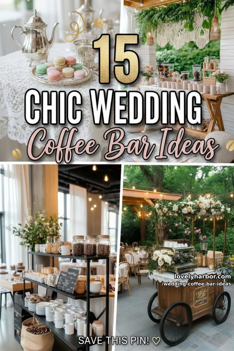 15 Wedding Coffee Bar Ideas For A Vintage Vibe 39 wedding coffee bar ideas - Collage 38