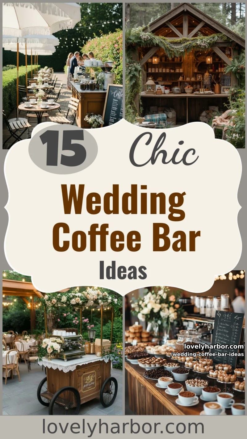 15 Wedding Coffee Bar Ideas For A Vintage Vibe 42 wedding coffee bar ideas - Collage 41