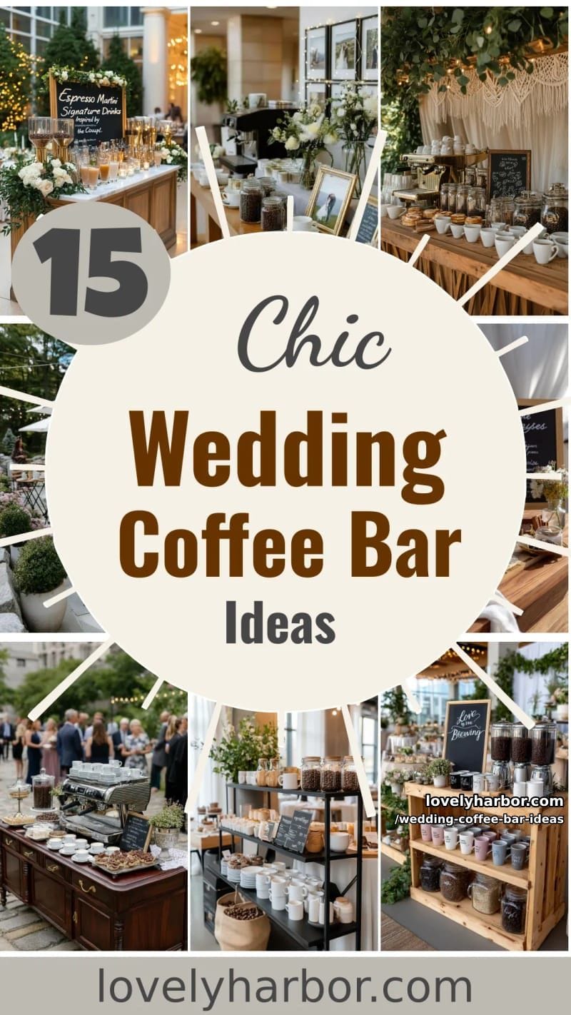 15 Wedding Coffee Bar Ideas For A Vintage Vibe 43 wedding coffee bar ideas - Collage 42