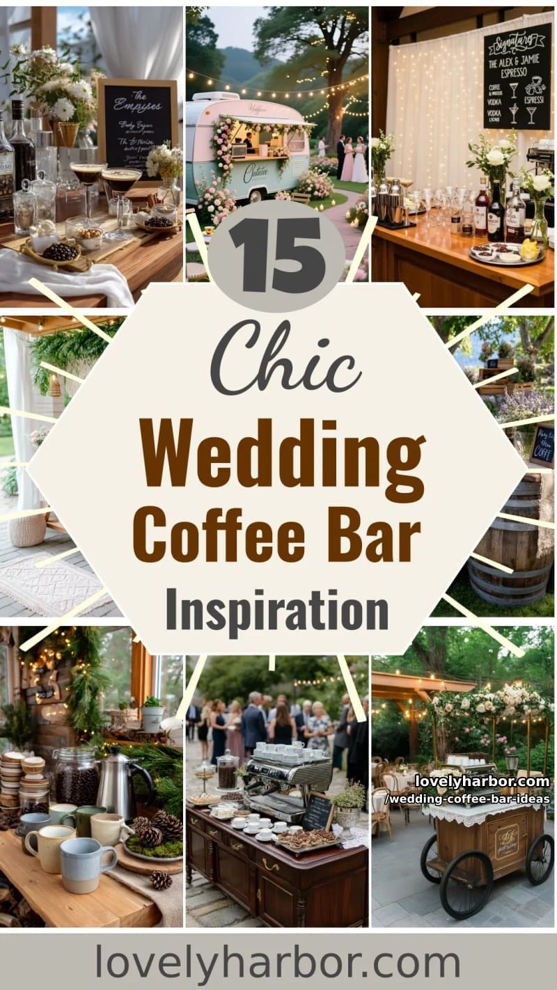 15 Wedding Coffee Bar Ideas For A Vintage Vibe 44 wedding coffee bar ideas - Collage 43