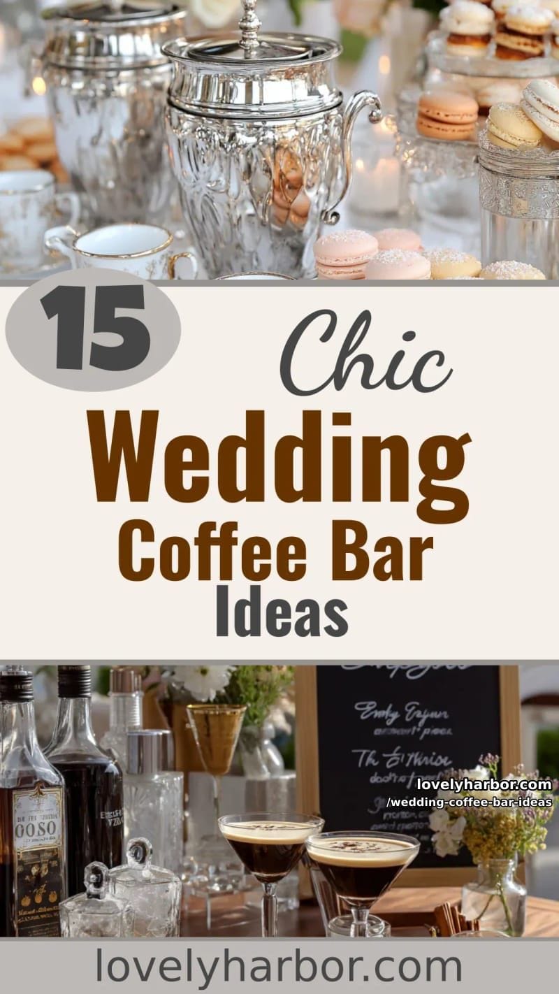 15 Wedding Coffee Bar Ideas For A Vintage Vibe 46 wedding coffee bar ideas - Collage 45