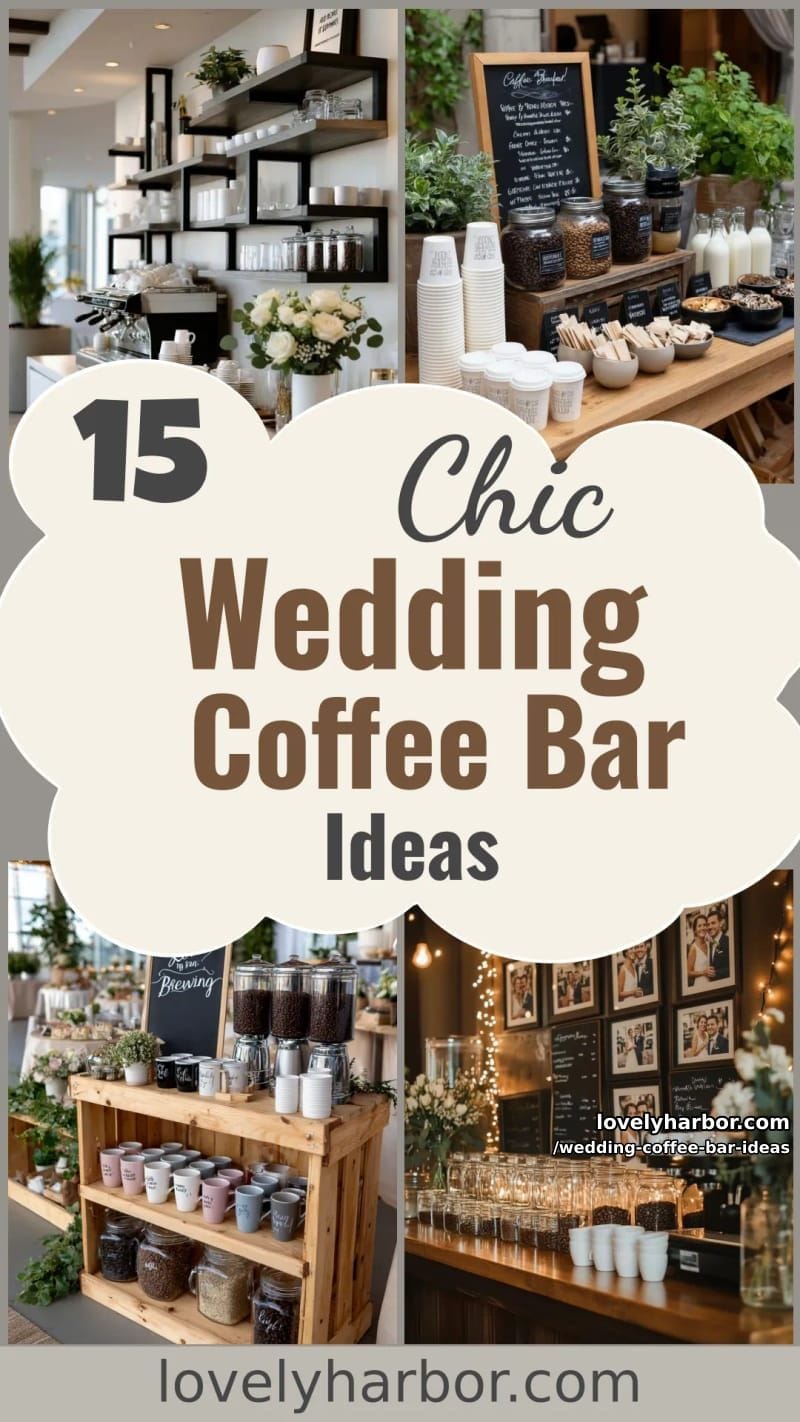 15 Wedding Coffee Bar Ideas For A Vintage Vibe 47 wedding coffee bar ideas - Collage 46