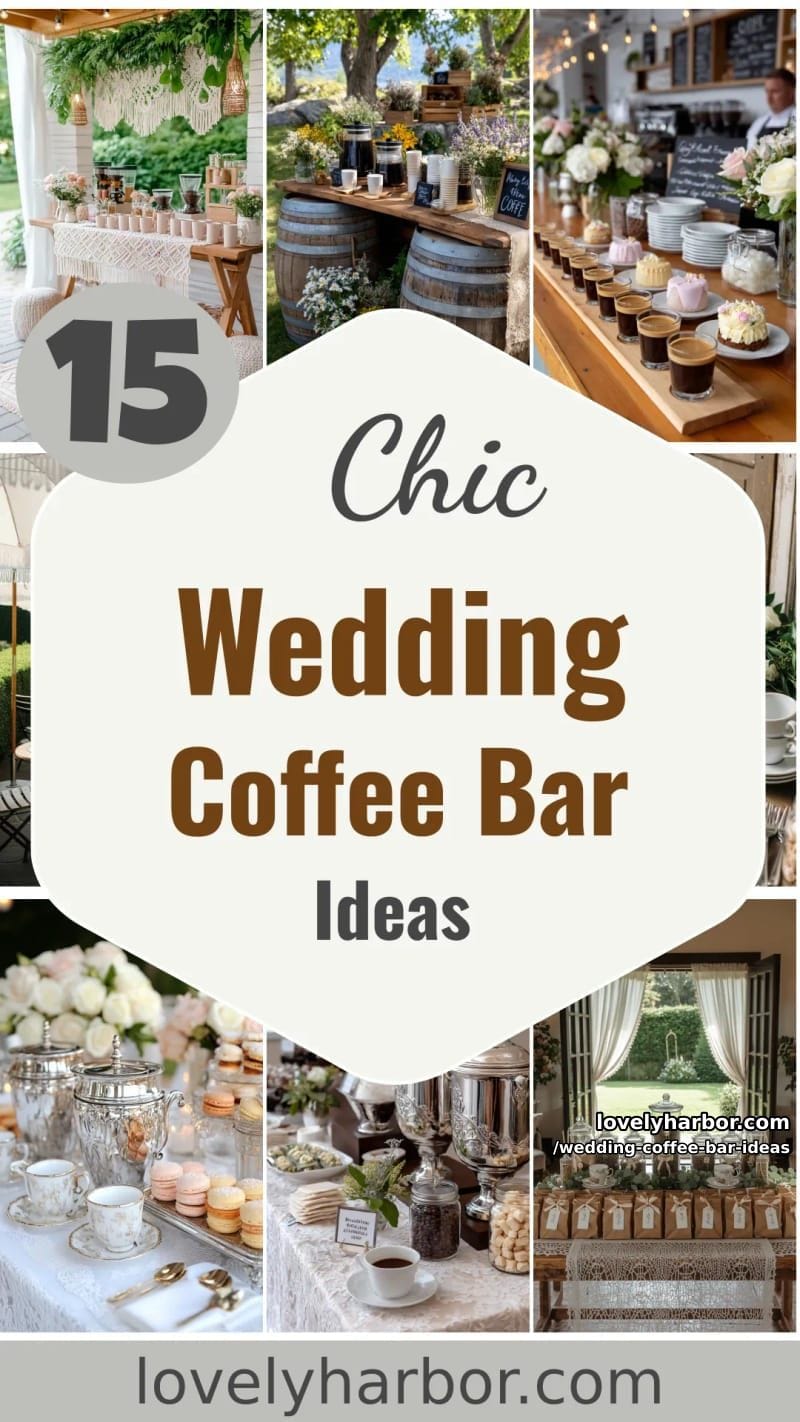 15 Wedding Coffee Bar Ideas For A Vintage Vibe 48 wedding coffee bar ideas - Collage 47
