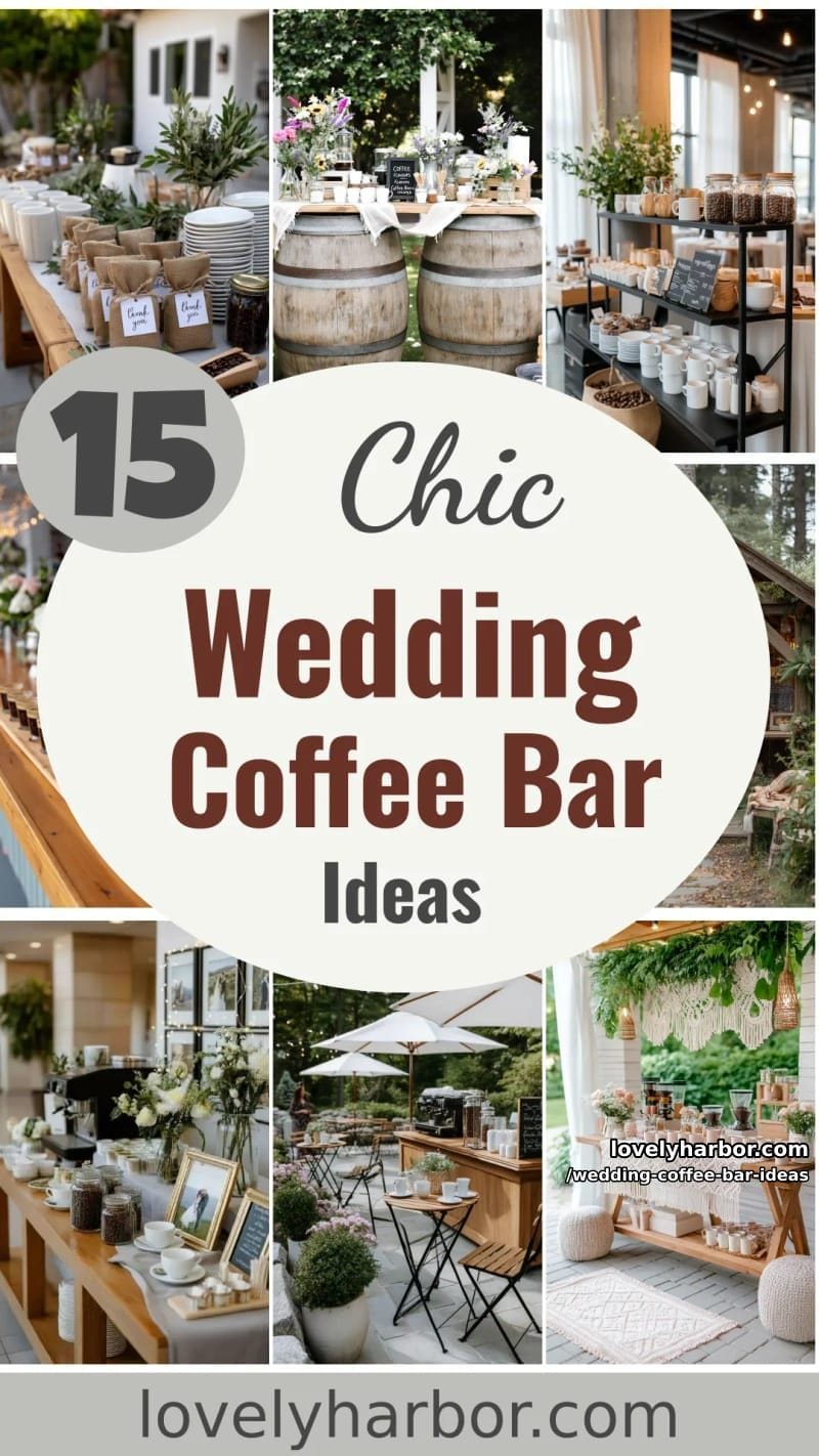 15 Wedding Coffee Bar Ideas For A Vintage Vibe 52 wedding coffee bar ideas - Collage 51