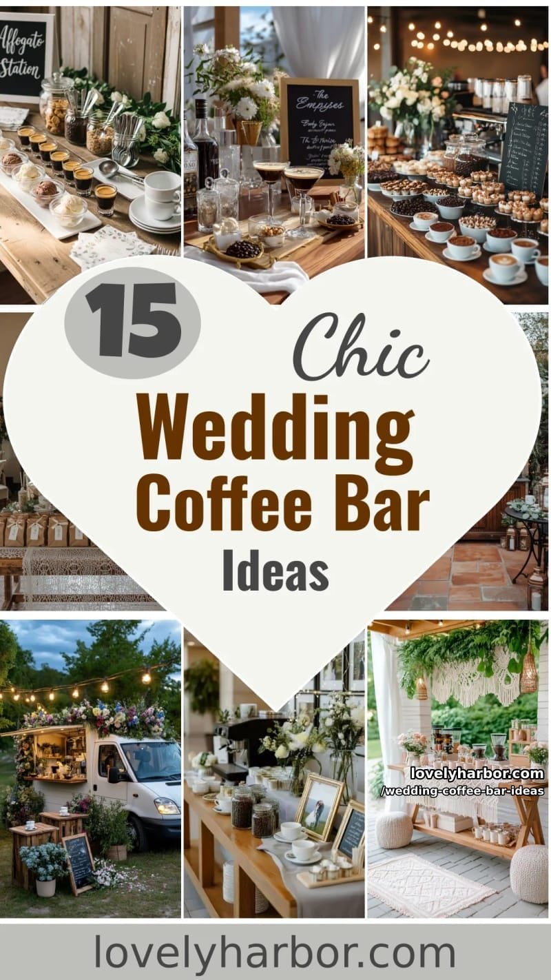 15 Wedding Coffee Bar Ideas For A Vintage Vibe 53 wedding coffee bar ideas - Collage 52
