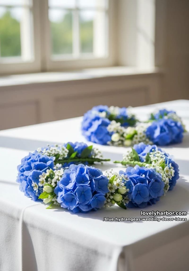 whimsical hydrangea flower crowns for flower girls and bridesmaids 1