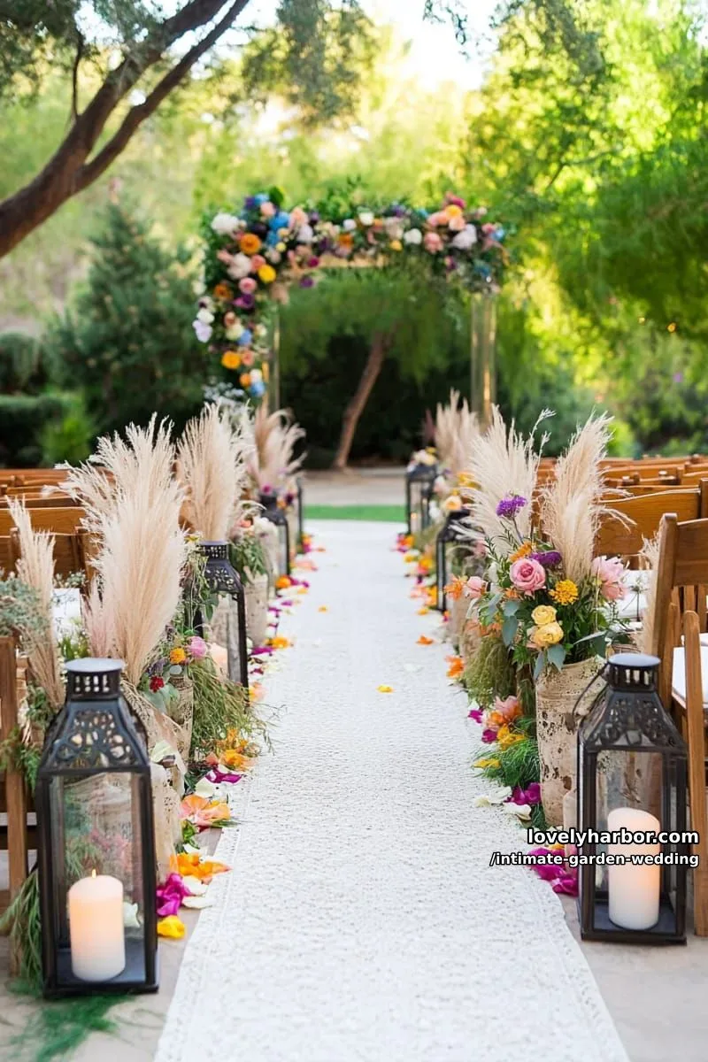 aisle lined with wildflowers and oversized lanterns for a magical entrance 1