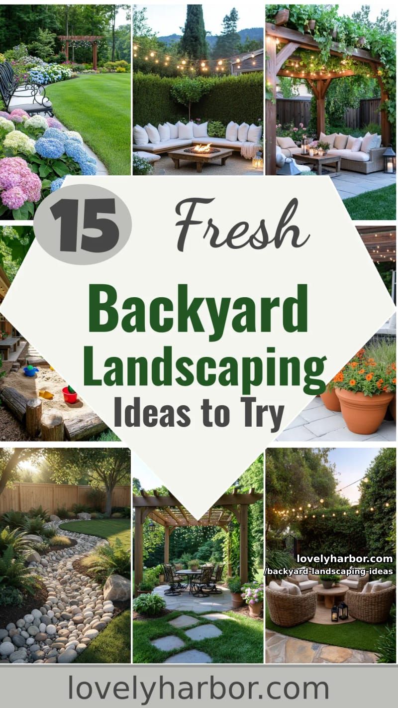 15 Backyard Landscaping Ideas to Try This Season 48 backyard landscaping ideas - Collage 47