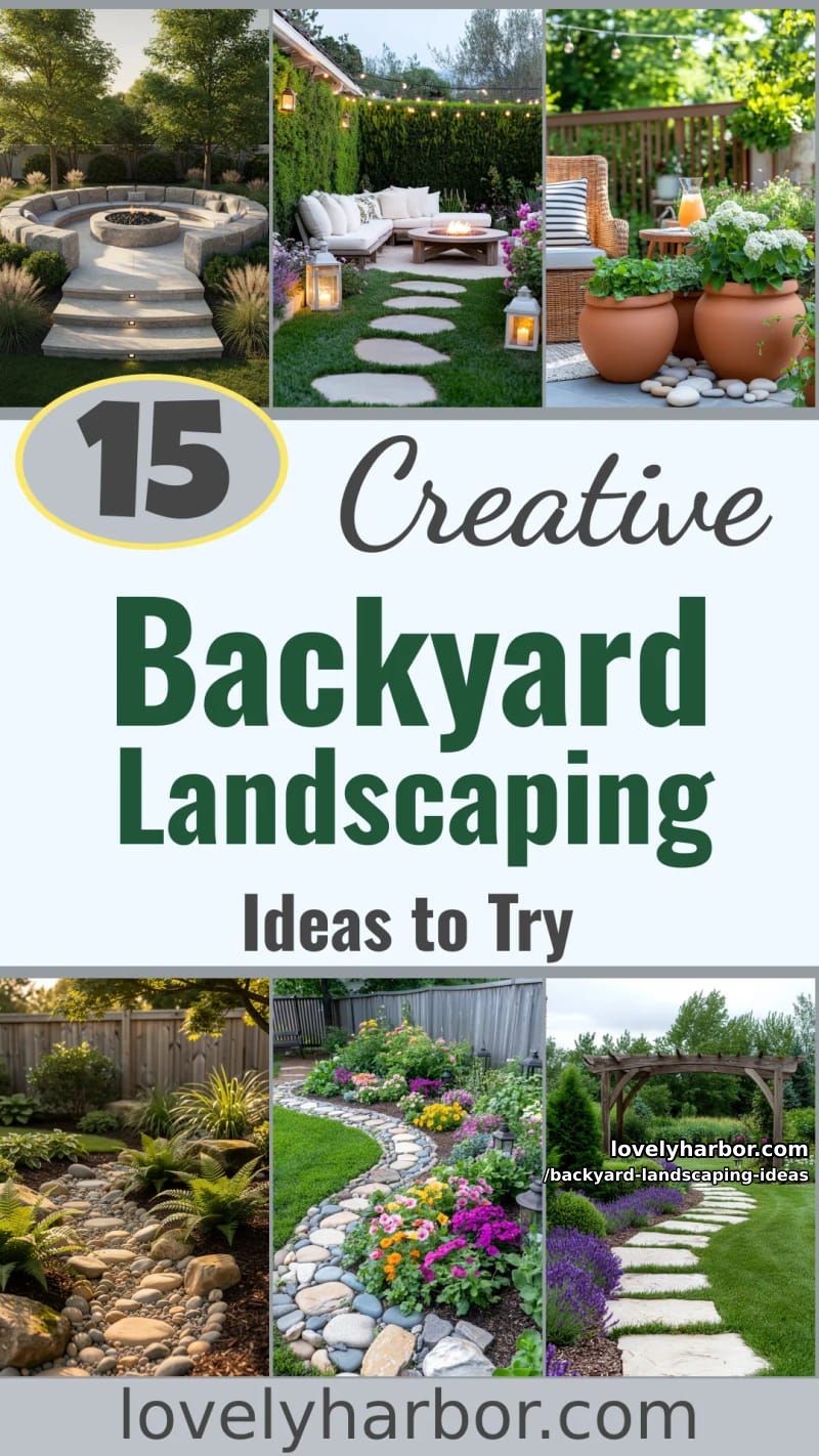 15 Backyard Landscaping Ideas to Try This Season 50 backyard landscaping ideas - Collage 49