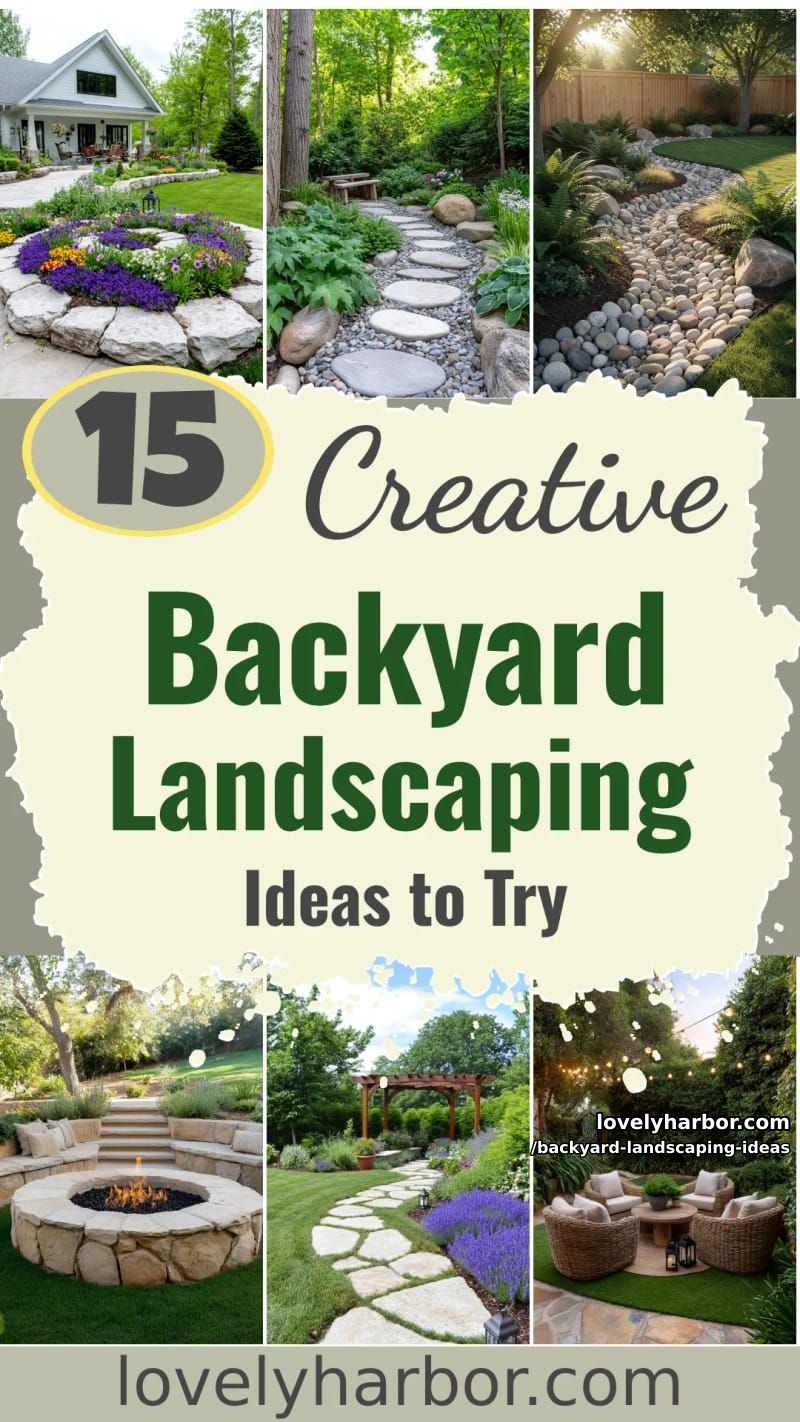 15 Backyard Landscaping Ideas to Try This Season 56 backyard landscaping ideas - Collage 55