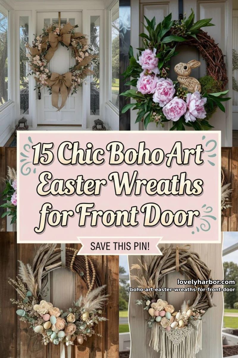 15 Boho Art Easter Wreaths for an Inviting Front Door 38 boho art easter wreaths for front door - Collage 37