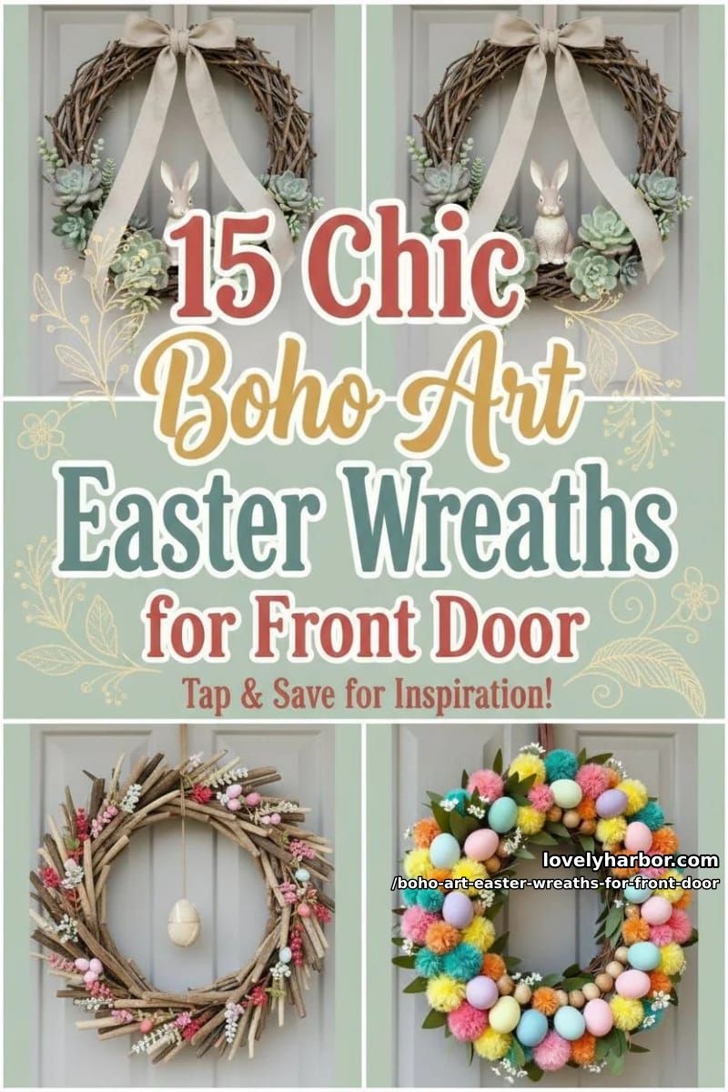 15 Boho Art Easter Wreaths for an Inviting Front Door 39 boho art easter wreaths for front door - Collage 38