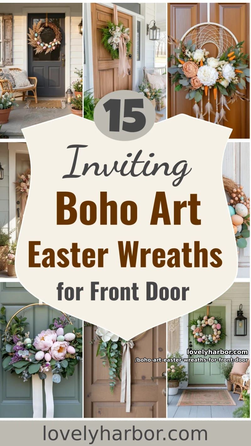 15 Boho Art Easter Wreaths for an Inviting Front Door 44 boho art easter wreaths for front door - Collage 43
