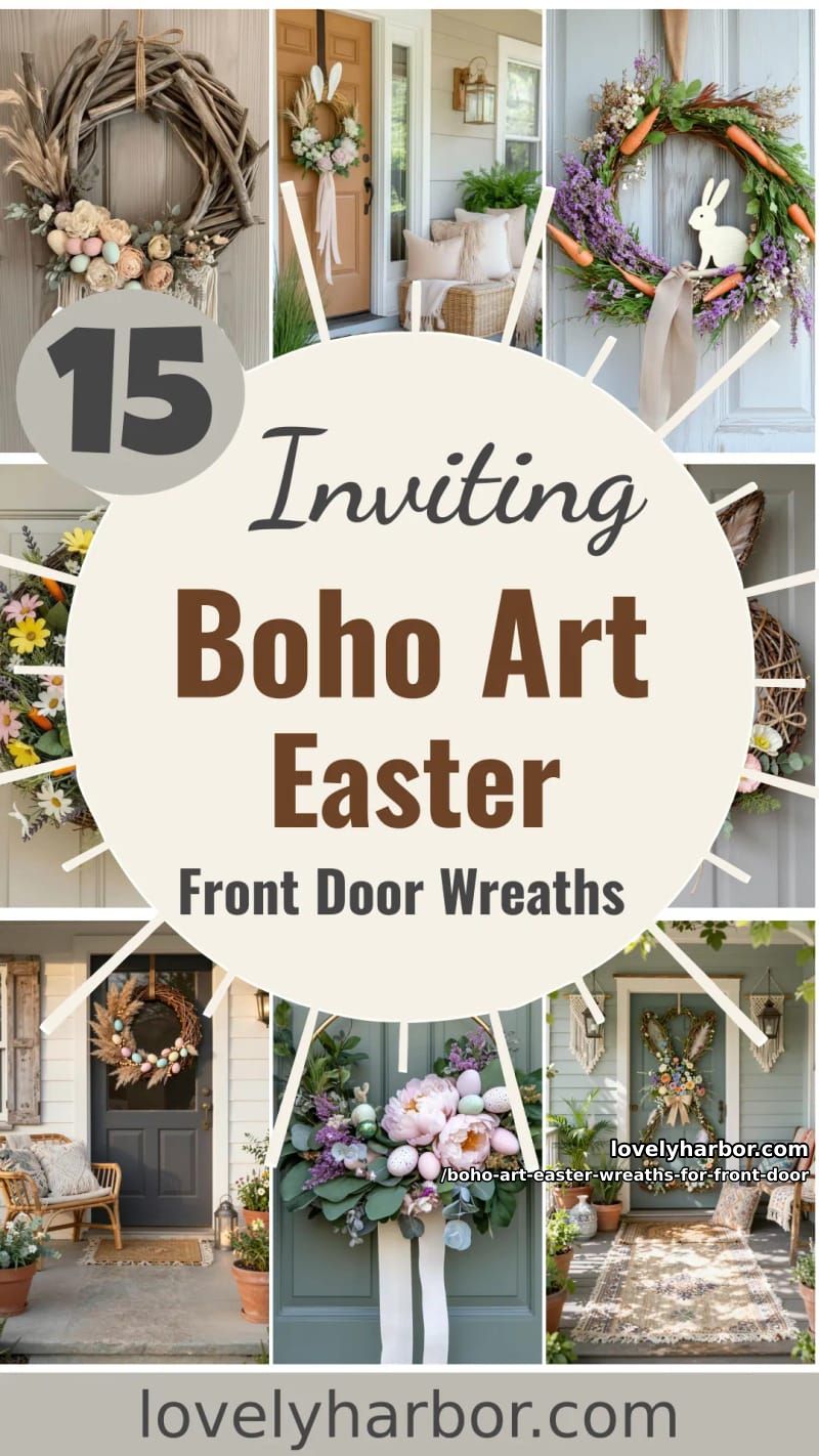 15 Boho Art Easter Wreaths for an Inviting Front Door 45 boho art easter wreaths for front door - Collage 44