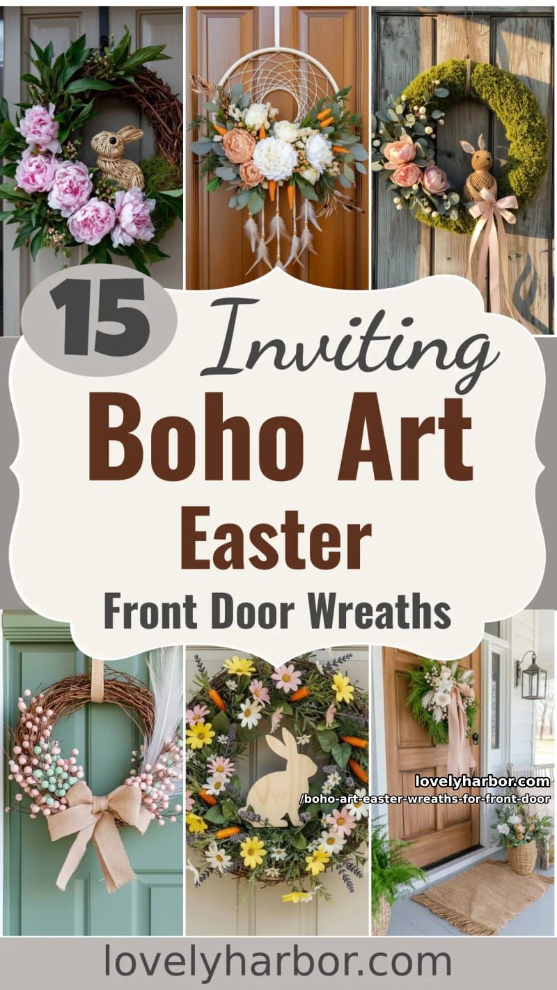15 Boho Art Easter Wreaths for an Inviting Front Door 48 boho art easter wreaths for front door - Collage 47
