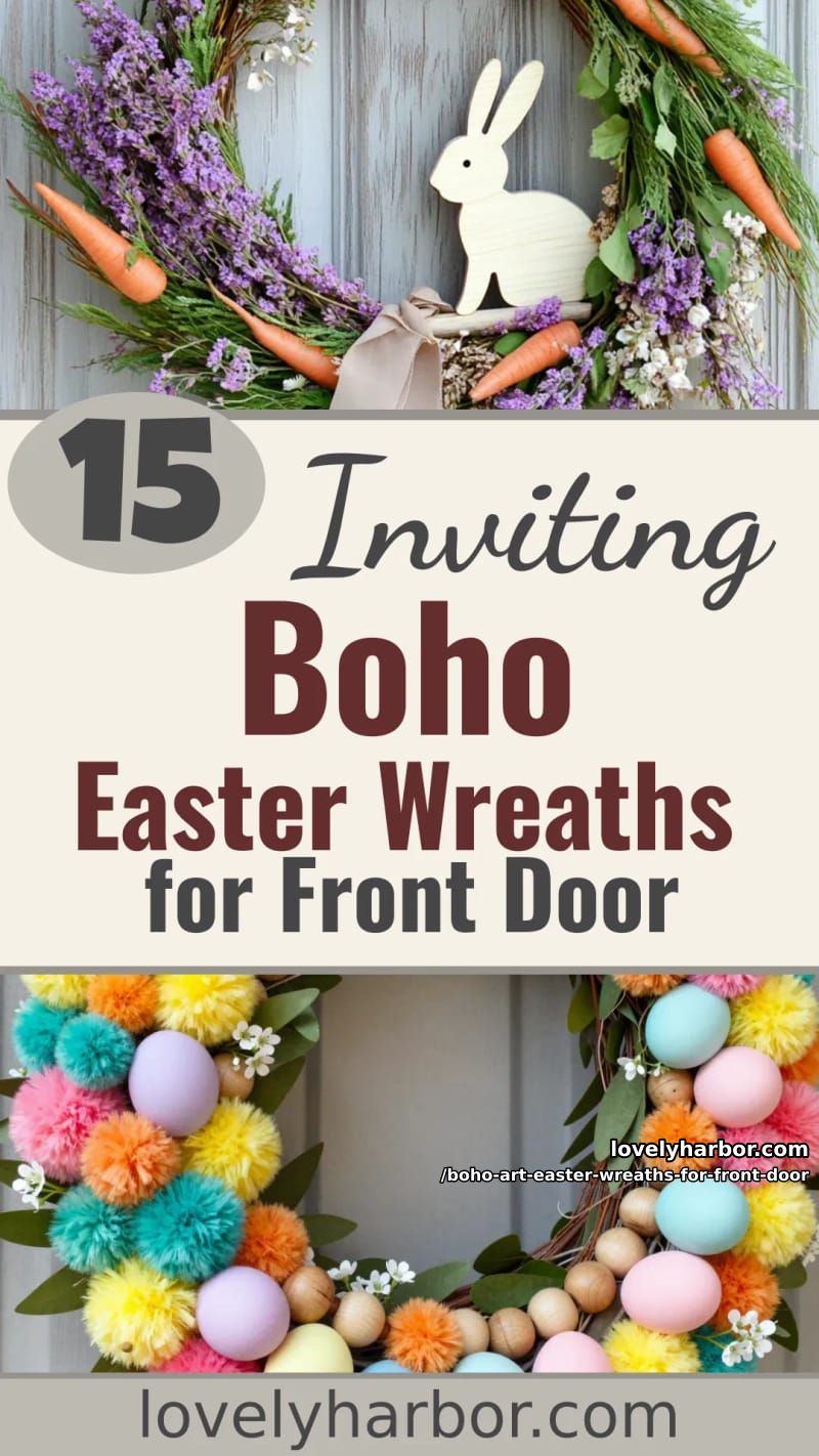 15 Boho Art Easter Wreaths for an Inviting Front Door 51 boho art easter wreaths for front door - Collage 50