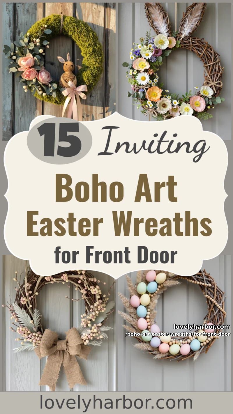15 Boho Art Easter Wreaths for an Inviting Front Door 52 boho art easter wreaths for front door - Collage 51