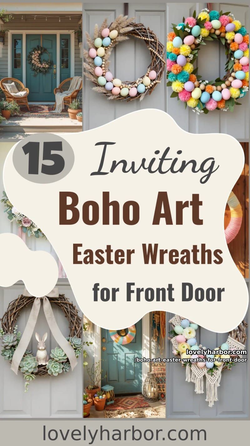 15 Boho Art Easter Wreaths for an Inviting Front Door 54 boho art easter wreaths for front door - Collage 53