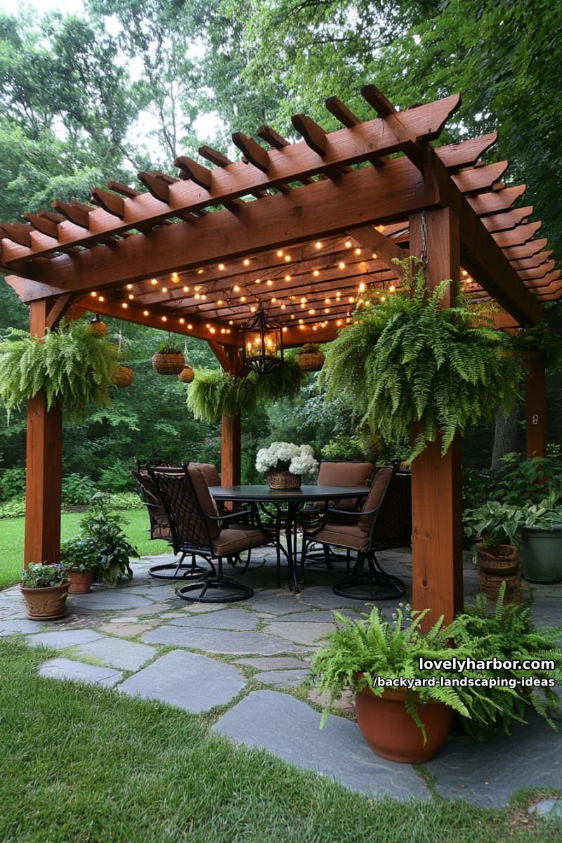 build a pergola overhead and hang trailing plants for a secret garden vibe. 1