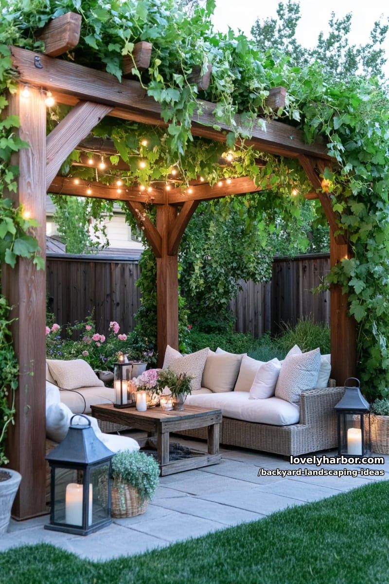 build a pergola overhead and hang trailing plants for a secret garden vibe. 1