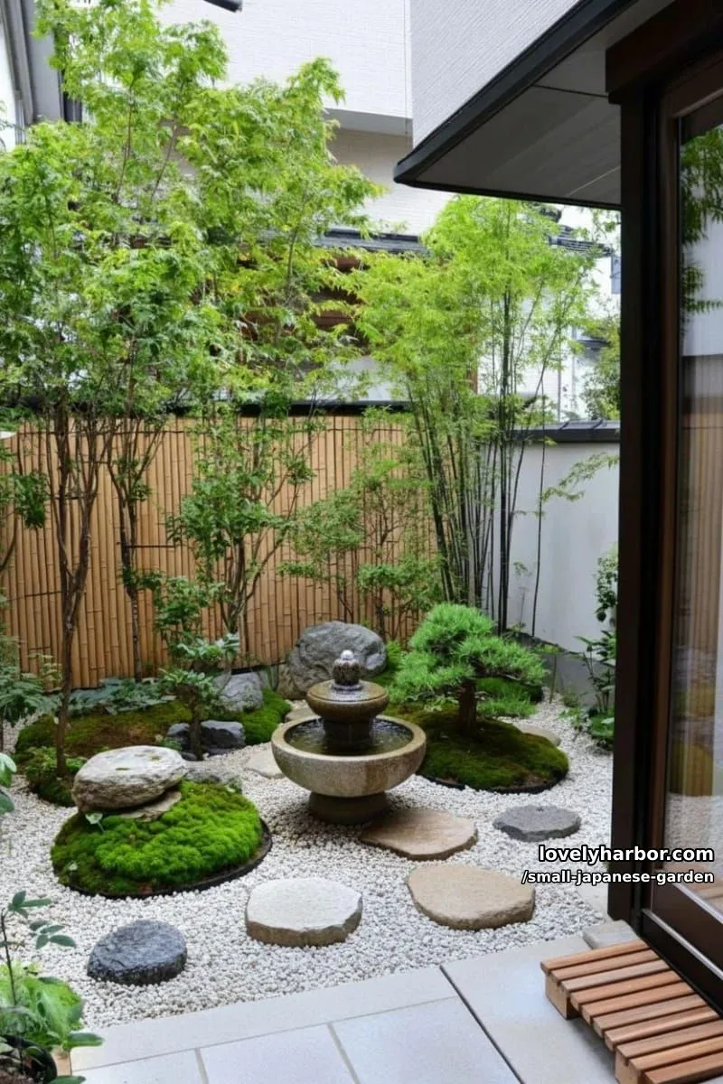 20 Small Japanese Garden Designs That Feel Like A Zen Retreat 23 compact japanese garden with stacked stones, bonsai, bamboo, and water features 1