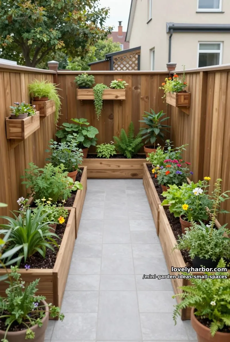 20 Mini Garden Ideas For Small Spaces 23 compact patio with raised beds, vertical planters, and organized greenery. 1
